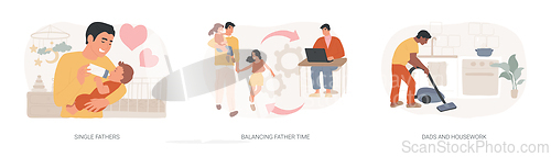 Image of Fatherhood isolated concept vector illustration set.