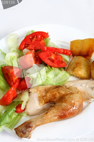 Image of Roast chicken dinner with salad