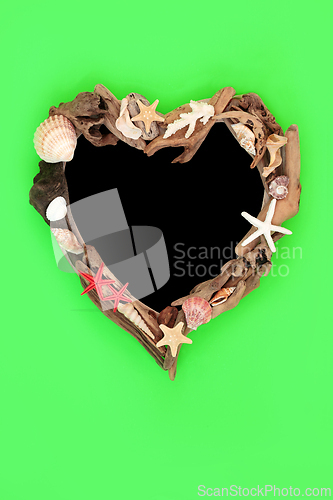 Image of Seashell and Driftwood Heart Shape Wreath  