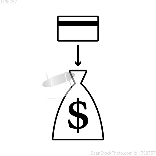 Image of Credit Card With Arrow To Money Bag Icon