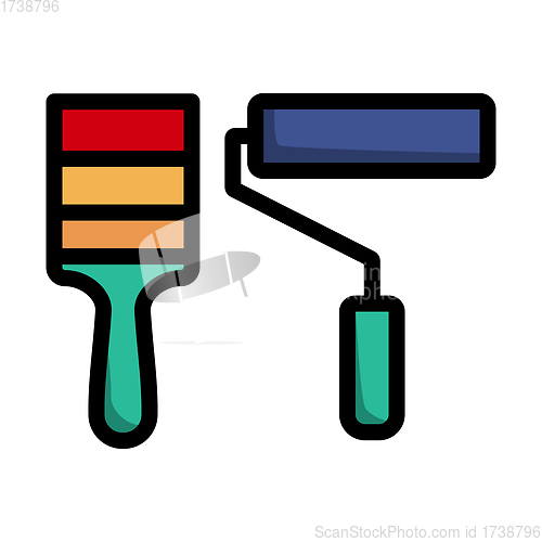 Image of Icon Of Construction Paint Brushes