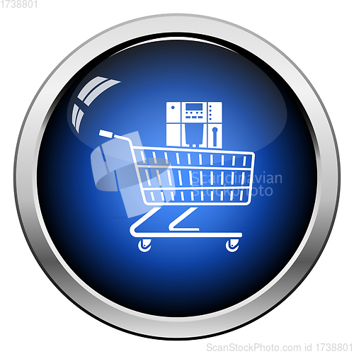 Image of Shopping Cart With Cofee Machine Icon