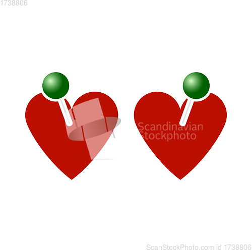 Image of Two Valentines Heart With Pin Icon
