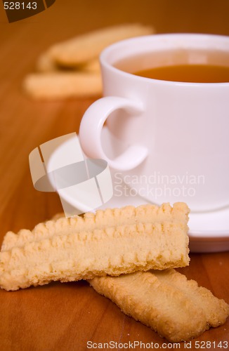 Image of cup of tea and some cookies