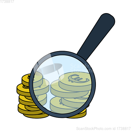 Image of Magnifying Over Coins Stack Icon