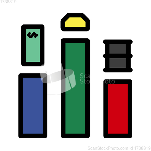 Image of Oil, Dollar And Gold Chart Concept Icon