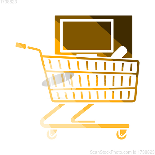 Image of Shopping Cart With PC Icon