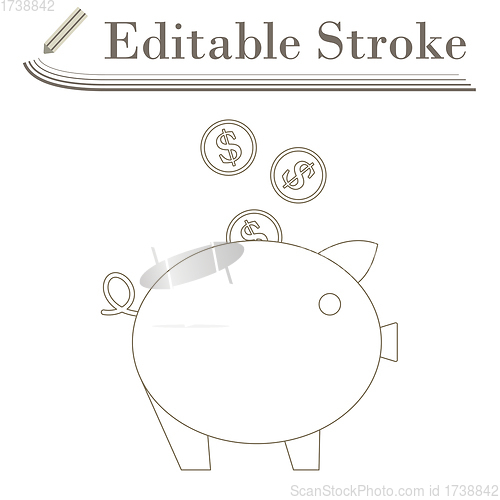 Image of Golden Coins Fall In Piggy Bank Icon
