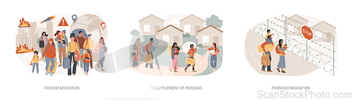 Image of Moving abroad isolated concept vector illustration set.