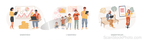 Image of Society development isolated concept vector illustration set.