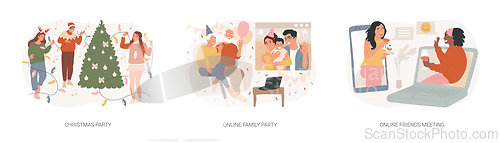 Image of Celebration event isolated concept vector illustration set.