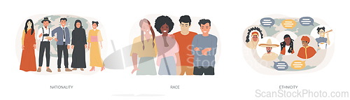 Image of Human diversity isolated concept vector illustration set.