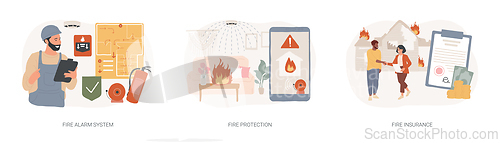 Image of Building emergency protection isolated concept vector illustration set.