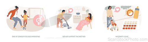 Image of Parenting role isolated concept vector illustration set.