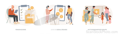 Image of Social care isolated concept vector illustration set.