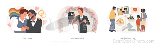 Image of Family law isolated concept vector illustration set.