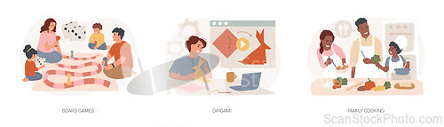 Image of Social isolation free time isolated concept vector illustration set.