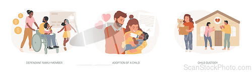 Image of Family law isolated concept vector illustration set.