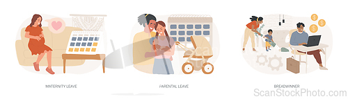 Image of Care for children and family isolated concept vector illustration set.