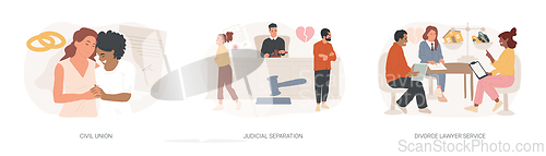 Image of Family law isolated concept vector illustration set.
