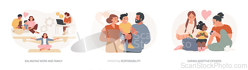 Image of Happy family isolated concept vector illustration set.