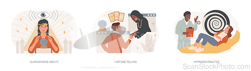 Image of Extrasensory ability isolated concept vector illustration set.