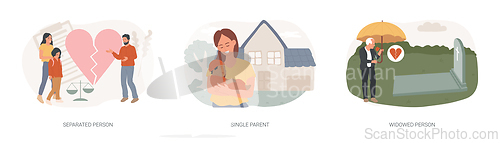 Image of Marital status isolated concept vector illustration set.