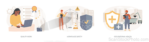 Image of Working environment isolated concept vector illustration set.