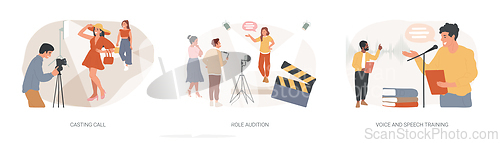 Image of Modelling agency isolated concept vector illustration set.