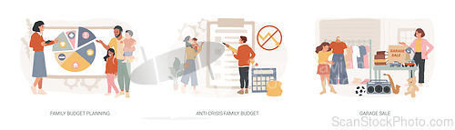 Image of Family income isolated concept vector illustration set.