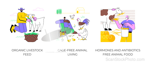 Image of Organic livestock farming isolated cartoon vector illustrations.