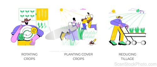 Image of Sustainable agriculture practices isolated cartoon vector illustrations.
