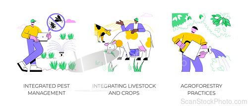 Image of Sustainable agriculture plant cultivation isolated cartoon vector illustrations.