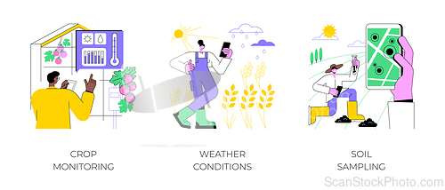 Image of Sensors use in agriculture isolated cartoon vector illustrations.