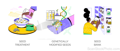 Image of Seed treatment and modification isolated cartoon vector illustrations.