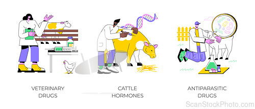 Image of Drugs for livestock isolated cartoon vector illustrations.