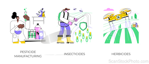 Image of Use of pesticides isolated cartoon vector illustrations.