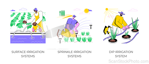 Image of Irrigation systems isolated cartoon vector illustrations.