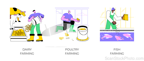 Image of Rearing of animals isolated cartoon vector illustrations.
