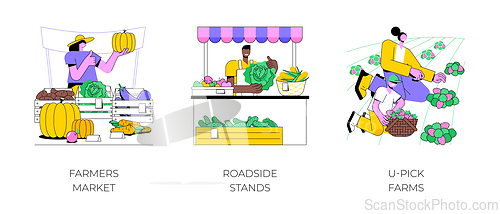 Image of Selling farm products isolated cartoon vector illustrations.