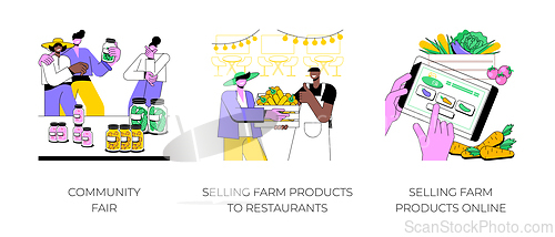 Image of Farm products distribution isolated cartoon vector illustrations.