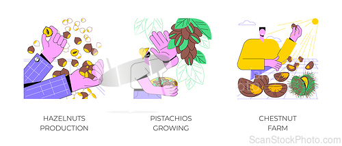 Image of Tree nuts production isolated cartoon vector illustrations.
