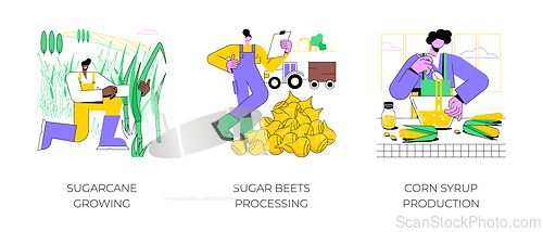 Image of Sugar production isolated cartoon vector illustrations.