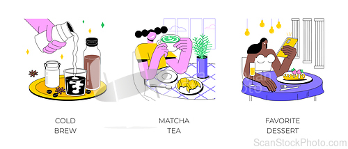 Image of In a coffee shop isolated cartoon vector illustrations.