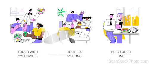 Image of Business lunch isolated cartoon vector illustrations.