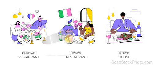 Image of Dinner out isolated cartoon vector illustrations.