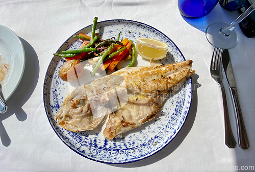 Image of plate of grilled fish and vegetables