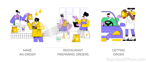 Image of Curbside pickup at a restaurant isolated cartoon vector illustrations.