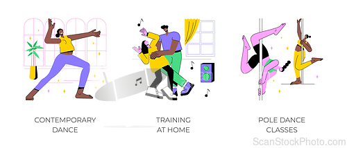 Image of Dancing classes isolated cartoon vector illustrations.