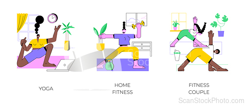 Image of Home workout isolated cartoon vector illustrations.
